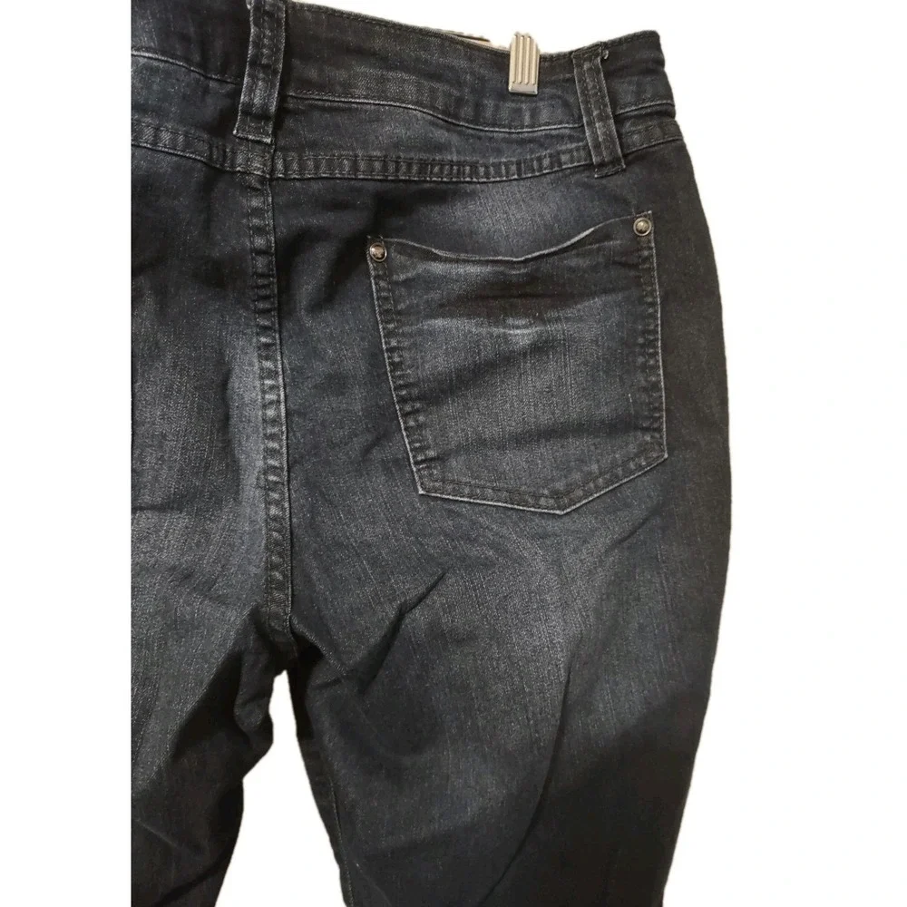 ELLE Jeans Women's 16R Stretch Tapered Leg Blue Denim Pants‎  Whiskering Pockets